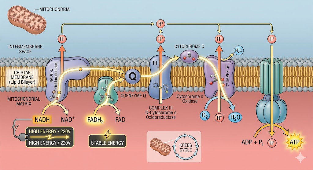 從電子傳遞鏈與代謝受質差異，探討粒線體回春的臨床意義：粒線體不僅是細胞的能量工廠，更是處於動態變化的微小胞器
。本篇文章將從粒線體電子傳遞鏈（ETC）的生化機制切入，探討碳水化合物與脂肪酸代謝途徑的差異
。透過減少NADH過度生成並轉向FADH2代謝，能有效降低電子漏電與自由基的產生，為臨床上改善心力衰竭與腎臟病變等慢性代謝疾病，提供「修補細胞漏洞」的治本新思維